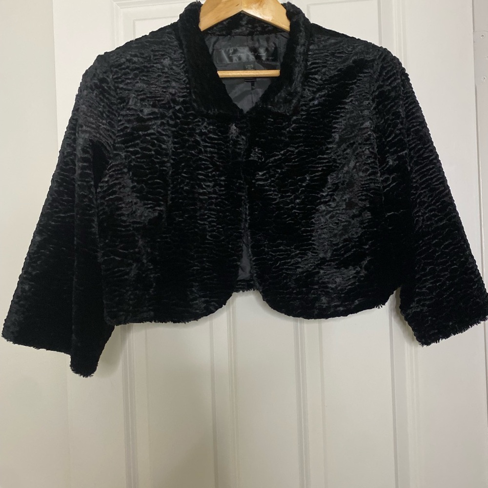 Apostrophe Black Textured Pea Coat